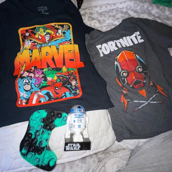 Marvel M*Fortnite *Star Wars XBOX pop-it TEE bundle youth large. Unisex BLACK - Picture 3 of 13